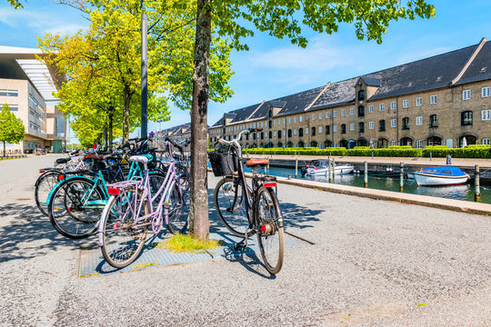 Street view in old historic center of Copenhagen, Denmark