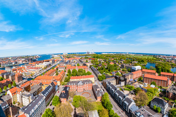 Fototapeta na wymiar Beautiful aerial view of Copenhagen from above, Denmark