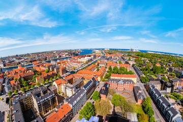 Beautiful aerial view of Copenhagen from above, Denmark