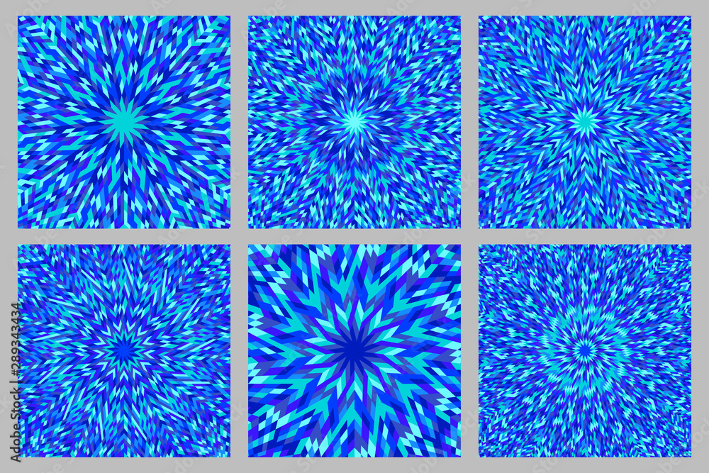 Poster dynamic geometrical radial pattern background set - abstract psychedelic hypnotic vector design