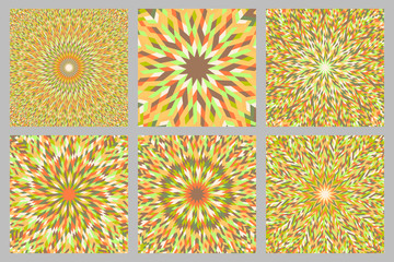 Dynamic burst mosaic pattern background design set - abstract psychedelic hypnotic circular vector graphic with geometric shapes