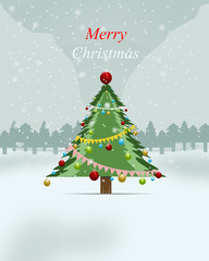 Christmas tree gift card. Holiday background. Merry Christmas and Happy New Year. winter design Vector illustration