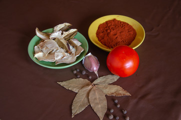 still life dried porcini mushrooms