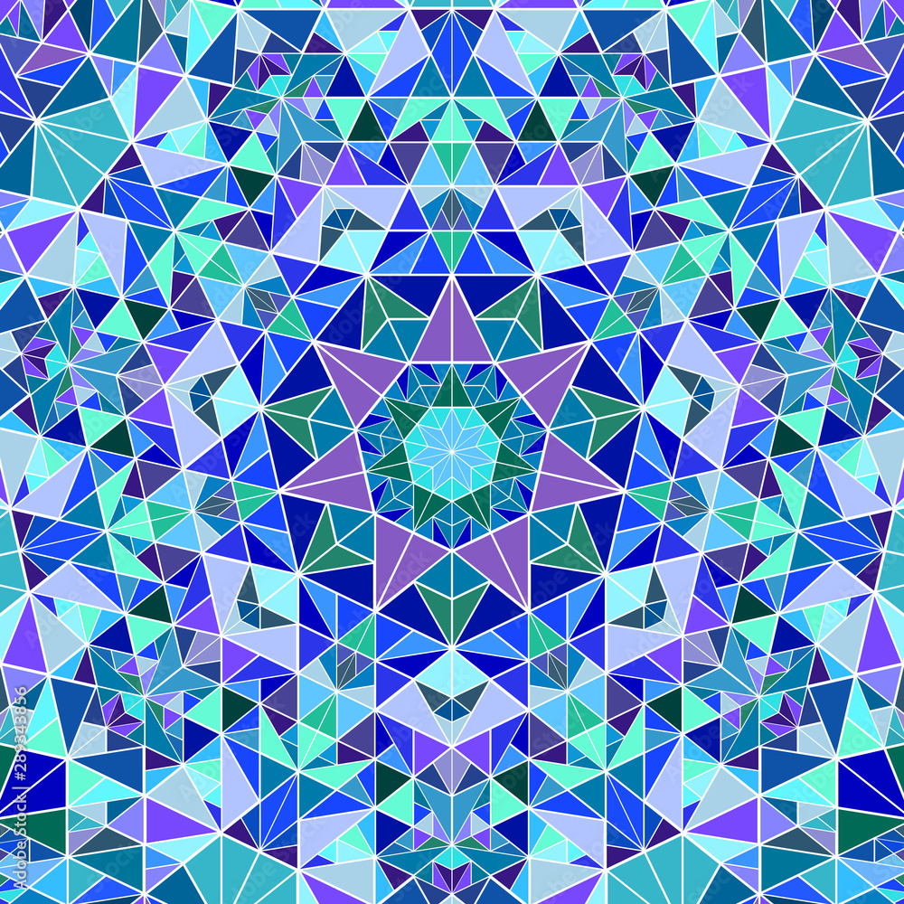 Poster geometrical dynamic radial triangle mosaic background - abstract psychedelic circular vector illustr