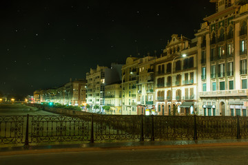 Fototapeta na wymiar Nighty Malaga's street view. Spain.