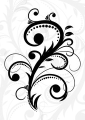 Abstract design ornament element with flowers and leaves.