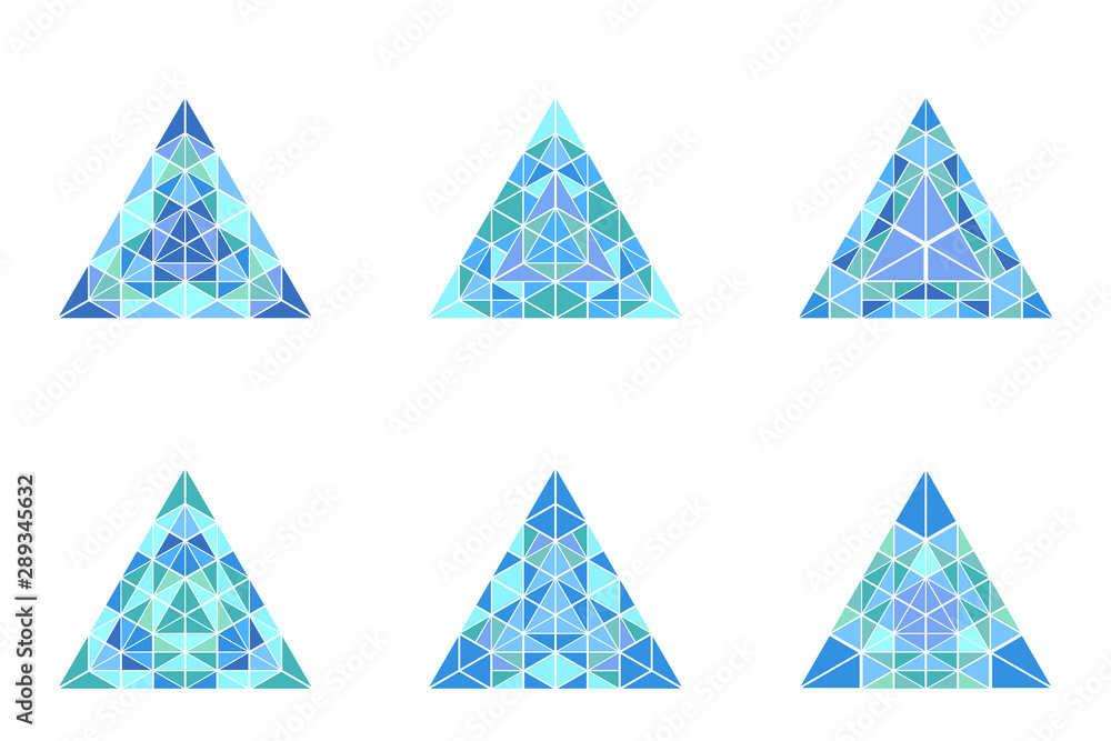 Poster isolated triangle pyramid shape set - colorful polygonal abstract ornamental geometric vector design