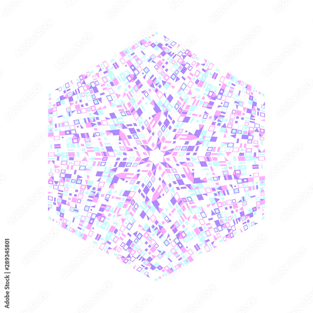 Poster isolated colorful mosaic ornament hexagon symbol - ornamental hexagonal vector design element with g