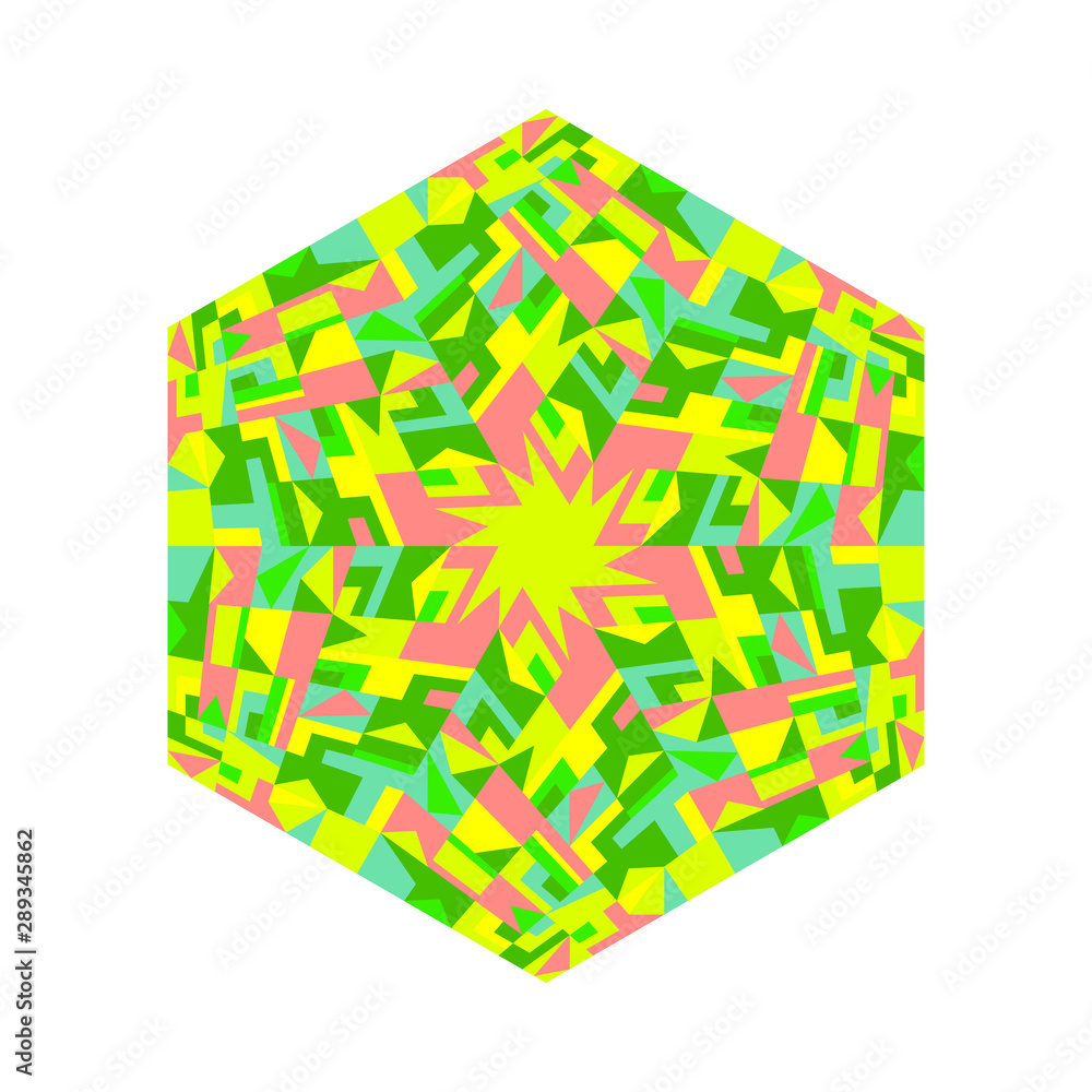 Poster isolated mosaic ornament hexagon shape - hexagonal colorful geometrical vector element