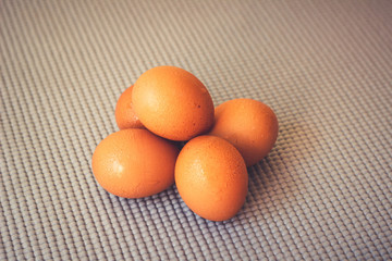 Cart and eggs with yellow background,Concept buying or selling eggs, Shopping, Organic,Farm,Chicken