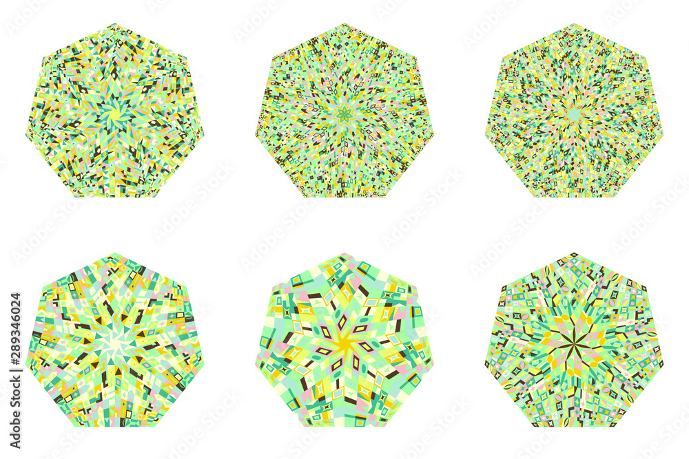 Poster abstract mosaic pattern heptagon polygon set - geometrical vector element on background