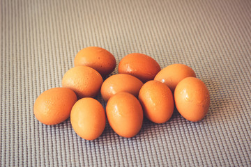 Cart and eggs with yellow background,Concept buying or selling eggs, Shopping, Organic,Farm,Chicken