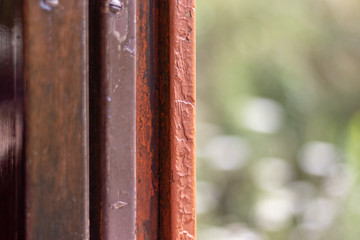 weathered red window
