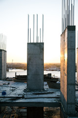 Under construction multi-storey residential building. Floors in the house