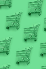 Shopping carts vertical pattern toned mint