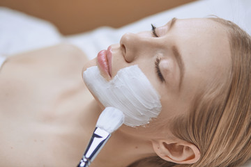 people, beauty, cosmetology and treatment concept - close up of
