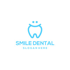 smile dental line outline logo design vector