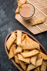 Namakpare or Salty Shakarpara/shakarpare or namkeen Shankarpali, popular diwali food or tea-time snack from Gujarat, India
