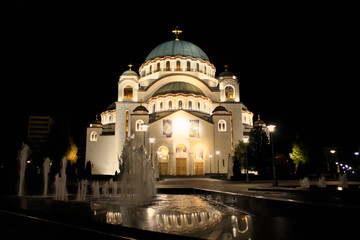 Cathedral of Saint Sava at night, Belgrade, Serbia