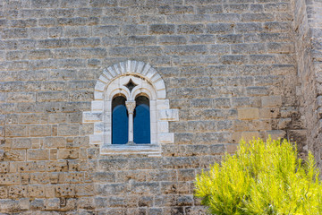 Italy, Bari, view and details of the Swabian castle, an imposing fortress dating back to the 13th century. Window detail