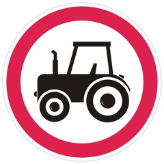 No entry for tractors, road sign, vector icon