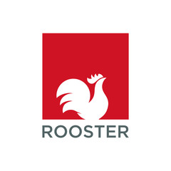 rooster square icon logo silhouette design vector