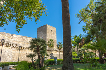 Italy, Bari, view and details of the Swabian castle, an imposing fortress dating back to the 13th century.