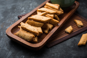 Namakpare or Salty Shakarpara/shakarpare or namkeen Shankarpali, popular diwali food or tea-time snack from Gujarat, India