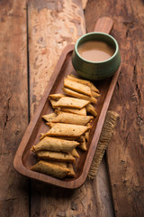 Namakpare or Salty Shakarpara/shakarpare or namkeen Shankarpali, popular diwali food or tea-time snack from Gujarat, India