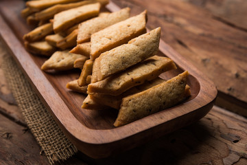 Namakpare or Salty Shakarpara/shakarpare or namkeen Shankarpali, popular diwali food or tea-time snack from Gujarat, India