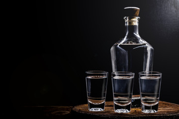 Aguardiente or aguardente Traditional Spanish and Brazilian alcoholic drink, strong drink, grape...