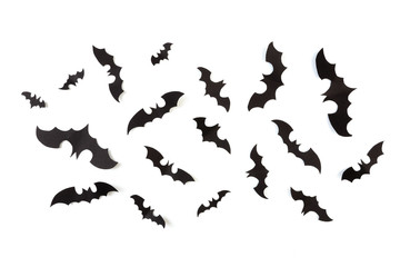 Halloween paper decorations on white  background. Halloween concept. Flat lay, top view, copy space - Image