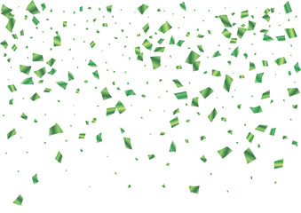 Festive green rectangle confetti background. Abstract frame confetti texture for holiday, postcard, poster, website, carnival, birthday, children's parties. Cover confetti mock-up. Wedding card layout