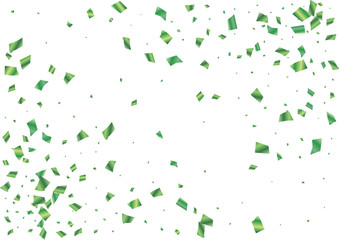 Festive green rectangle confetti background. Abstract frame confetti texture for holiday, postcard, poster, website, carnival, birthday, children's parties. Cover confetti mock-up. Wedding card layout
