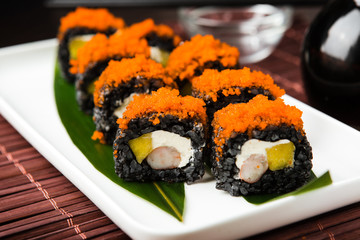 Delicious rolls with fish and cheese