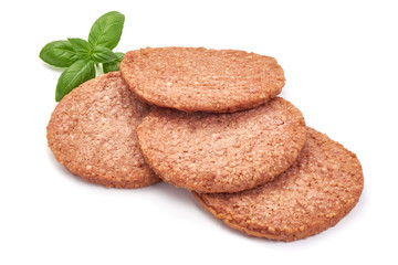 Burger cutlets, ingredients for hamburger, isolated on white background