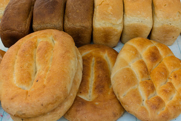 white bread in various forms and various roasting	