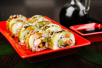 Delicious rolls with fish and cheese