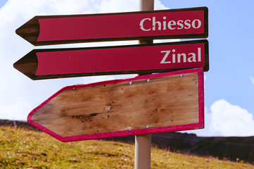 Wooden direction signs