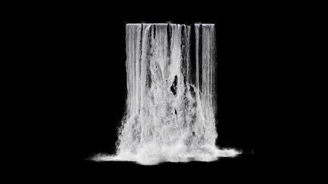 waterfall texture seamless loop, 4k, isolated on black with alpha, foam and mist, looped