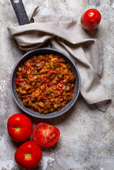 Sauteed or stewed eggplant with tomato