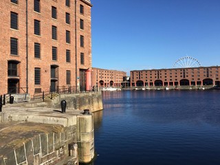 View from the Royal Albert Dock - a complex of dock buildings and warehouses in Liverpool, England