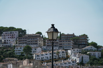 Lamp with city in the background 