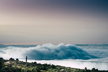 Landscape with storm and clouds panorama - beautiful. outdoor nature scenic place