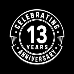 Fototapeta premium Celebrating 13th years anniversary logo design. Thirteen years logotype. Vector and illustration.