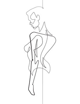 Standing Woman One Single Line Feminine Vector Graphic Illustration