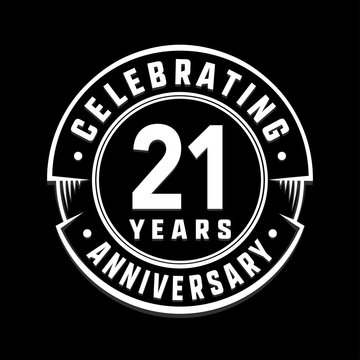 Celebrating 21st years anniversary logo design. Twenty-one years logotype. Vector and illustration.