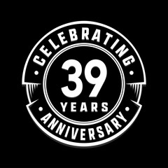 Celebrating 39th years anniversary logo design. Thirty-nine years logotype. Vector and illustration.