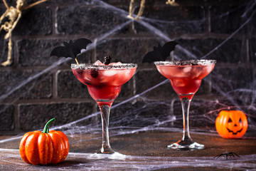 Halloweens spooky drink with blackberry