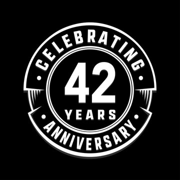 Celebrating 42nd years anniversary logo design. Forty-two years logotype. Vector and illustration.
